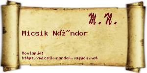 Micsik Nándor névjegykártya